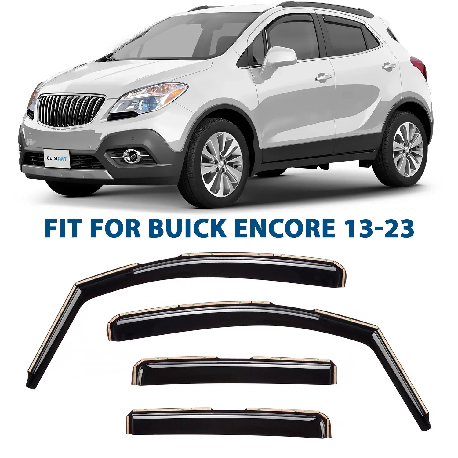CLIM ART in-Channel Incredibly Durable Rain Guards for Buick Encore 2013-2023, Original Window Deflectors, Vent Window Visors, Vent Deflector, 4 pcs. - 613268