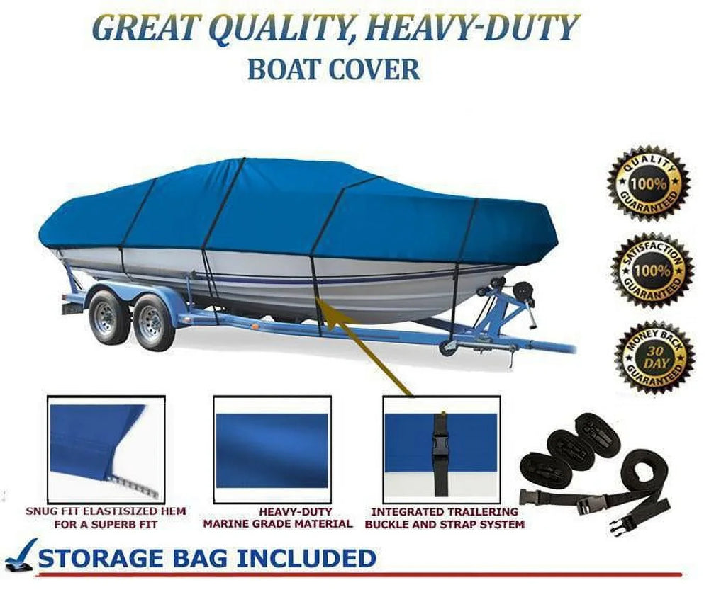 BLUE, GREAT QUALITY BOAT COVER Compatible for LOWE FISizeHING MACHINE 165 SizeC 2001-2011