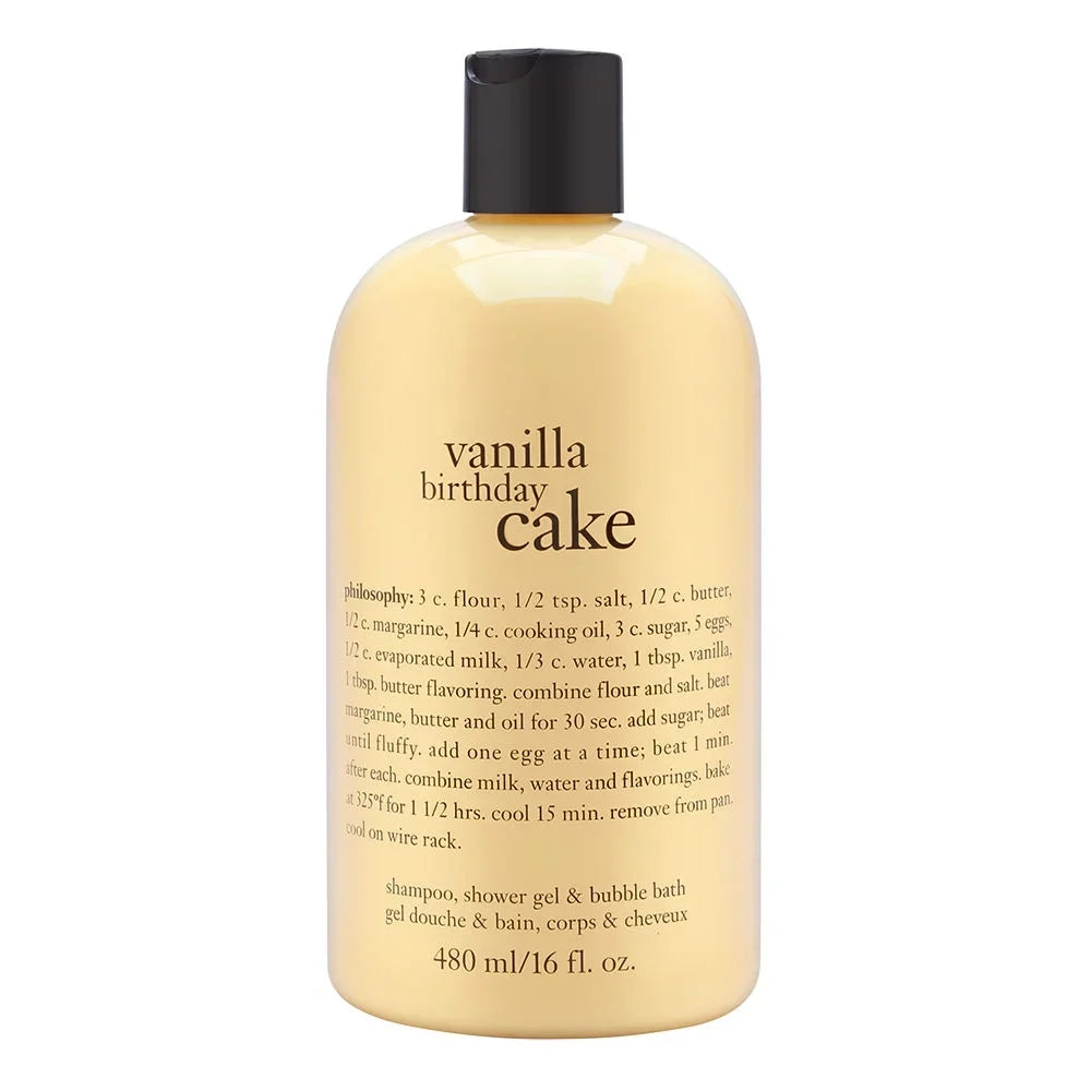 Philosophy Vanilla Birthday Cake 16.0 oz Sizehampoo, Sizehower Gel & Bubble Bath