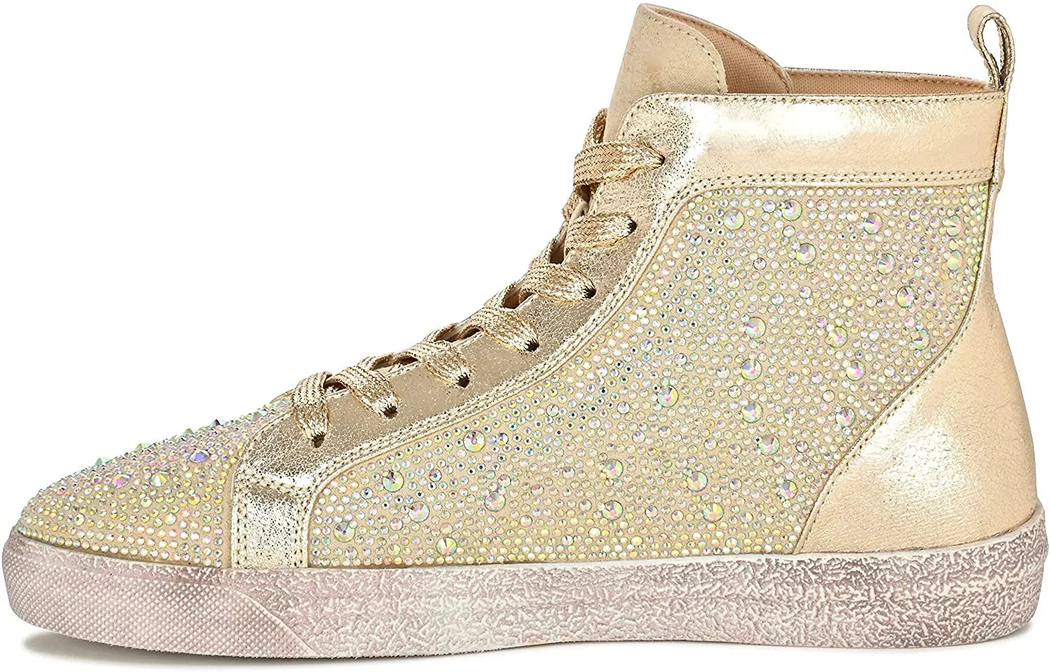 Ninety Union Foxy High Top Athletic Fashion Sizeneaker with Rhinestones 9 Gold