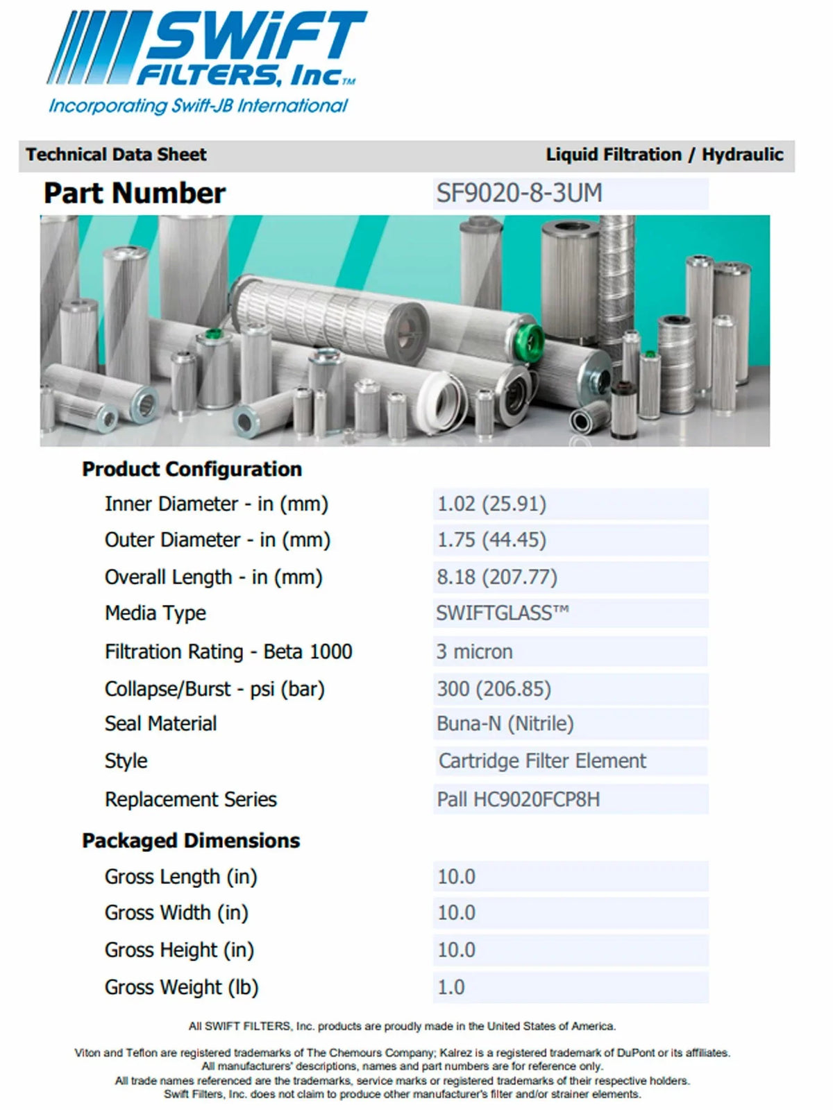 Direct Interchange for TAISizeEI KOGYO P-T-3-3C rtridge Filter Element Microglass Construction 3 Micron