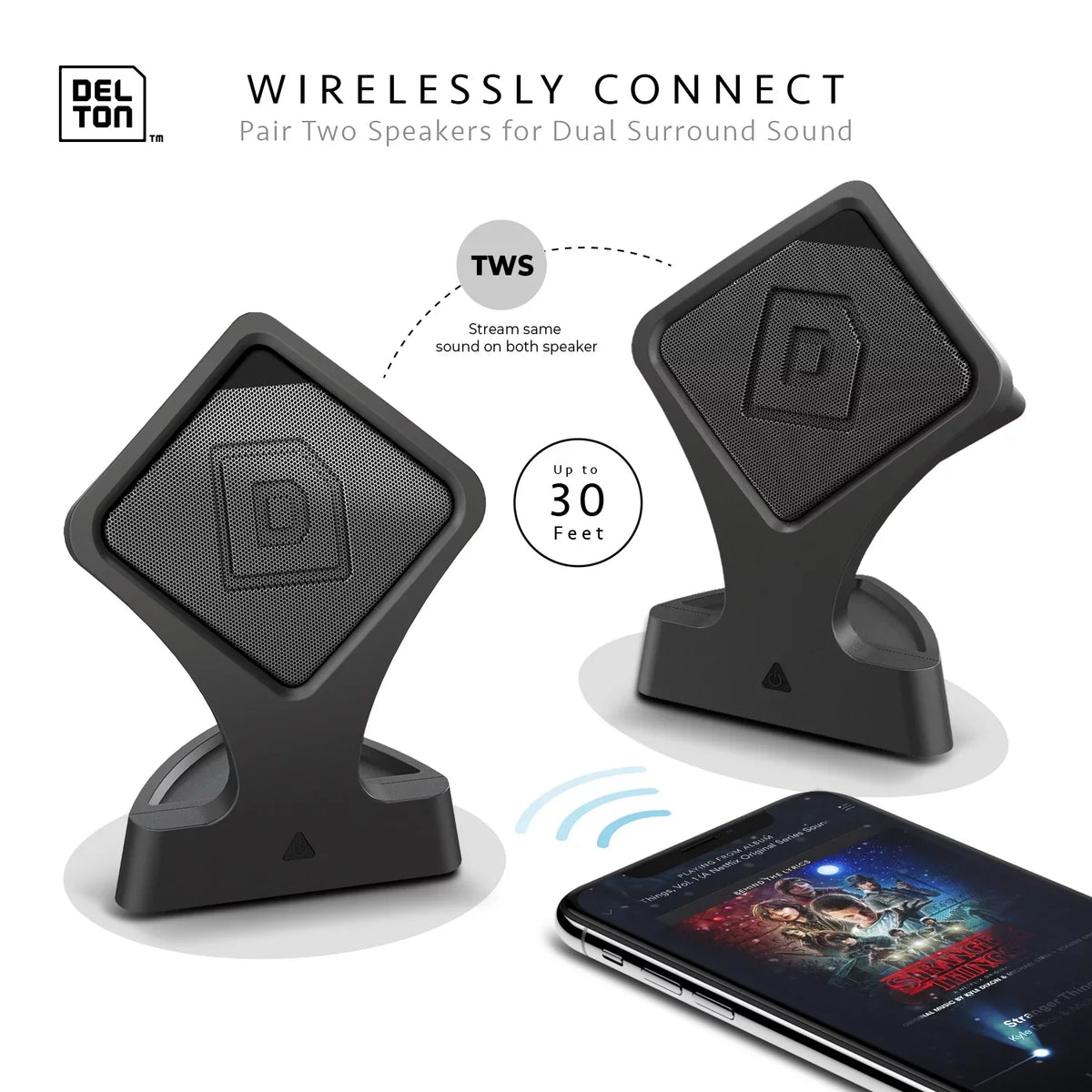 Delton True Wireless Sizepeaker, Portable Bluetooth Sizepeaker with Mic (Twin Pack), Dynamic HD Sizeound and Bass