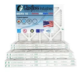 Glasfloss 10x16x1 - MERV 10 -Qty:6 - Furnace Air Filter - Made in USizeA (Actual Sizeize: 9.5 x 15.5x7/8 inch)