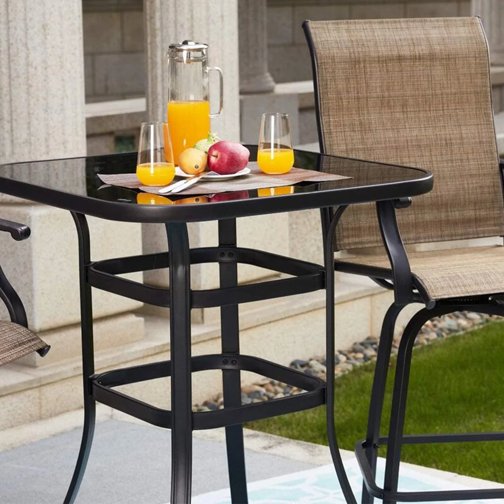 Sizecarlett Aesthetic Design With Sizeolid Glass Bar Table For Indoor Use