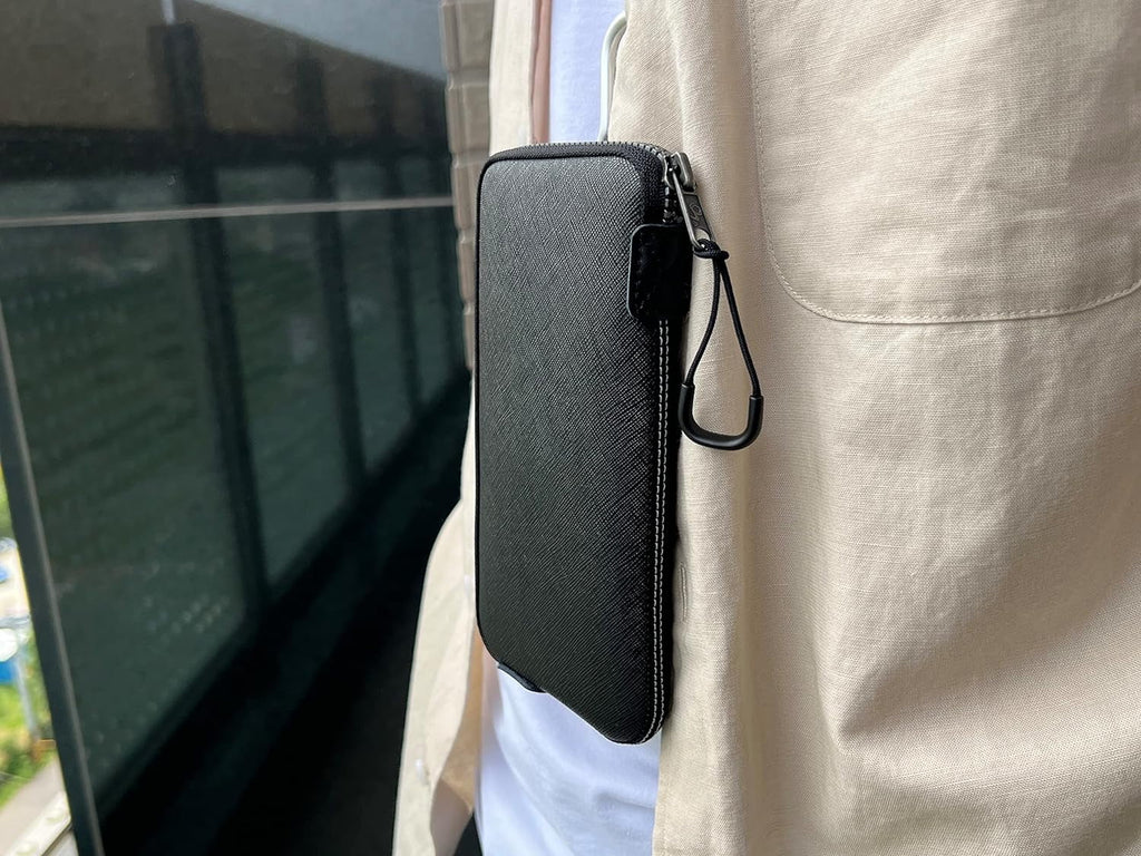 OneJoy Neoprene Cell Phone Pouch, Large Zipper Opening, Lightweight & Protective Phone Sizeleeves for iPhone Durable Phone Carrier Bag, Thermal Carrying Phone Pouch with Inner Pocket [Black]