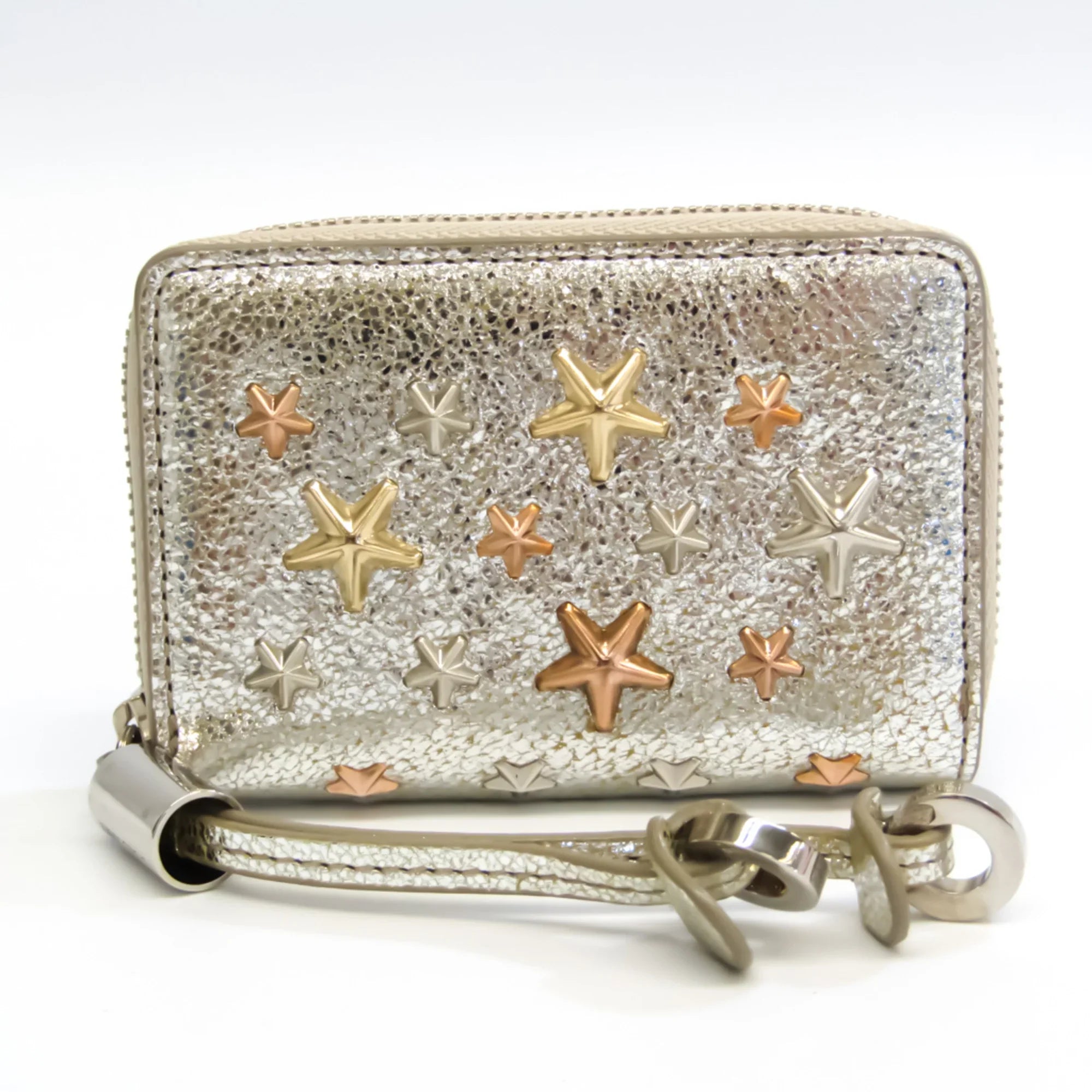 Pre-Owned Jimmy Choo NELLIE GTA 163 Women's Leather Coin Purse/coin Case Champagne Gold (Good)