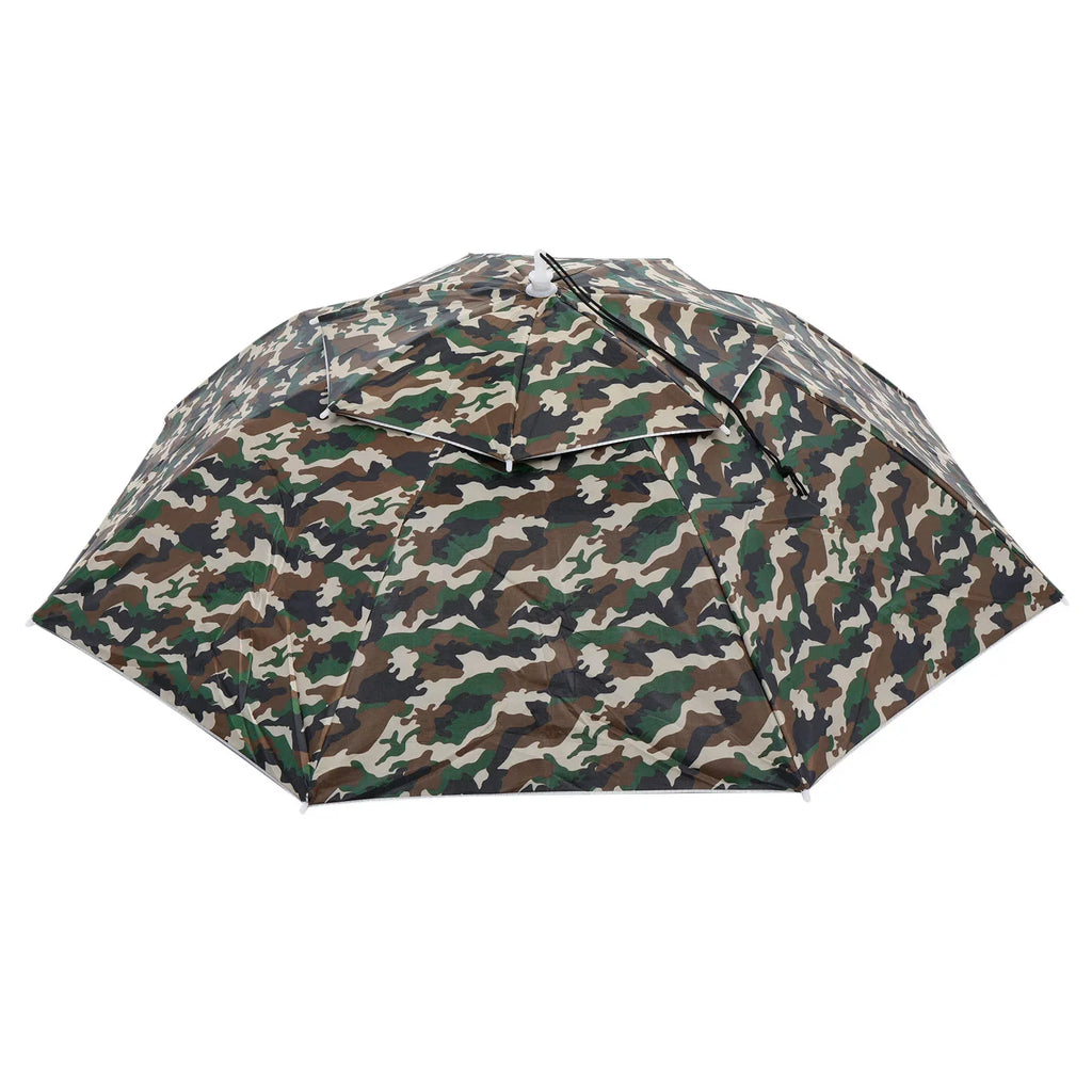 Uxcell OD 37.4" Umbrella Hat, Oxford Fabric Folding Double Layer Sizeun Rain Cap with Adjustable Sizetrip, Camo