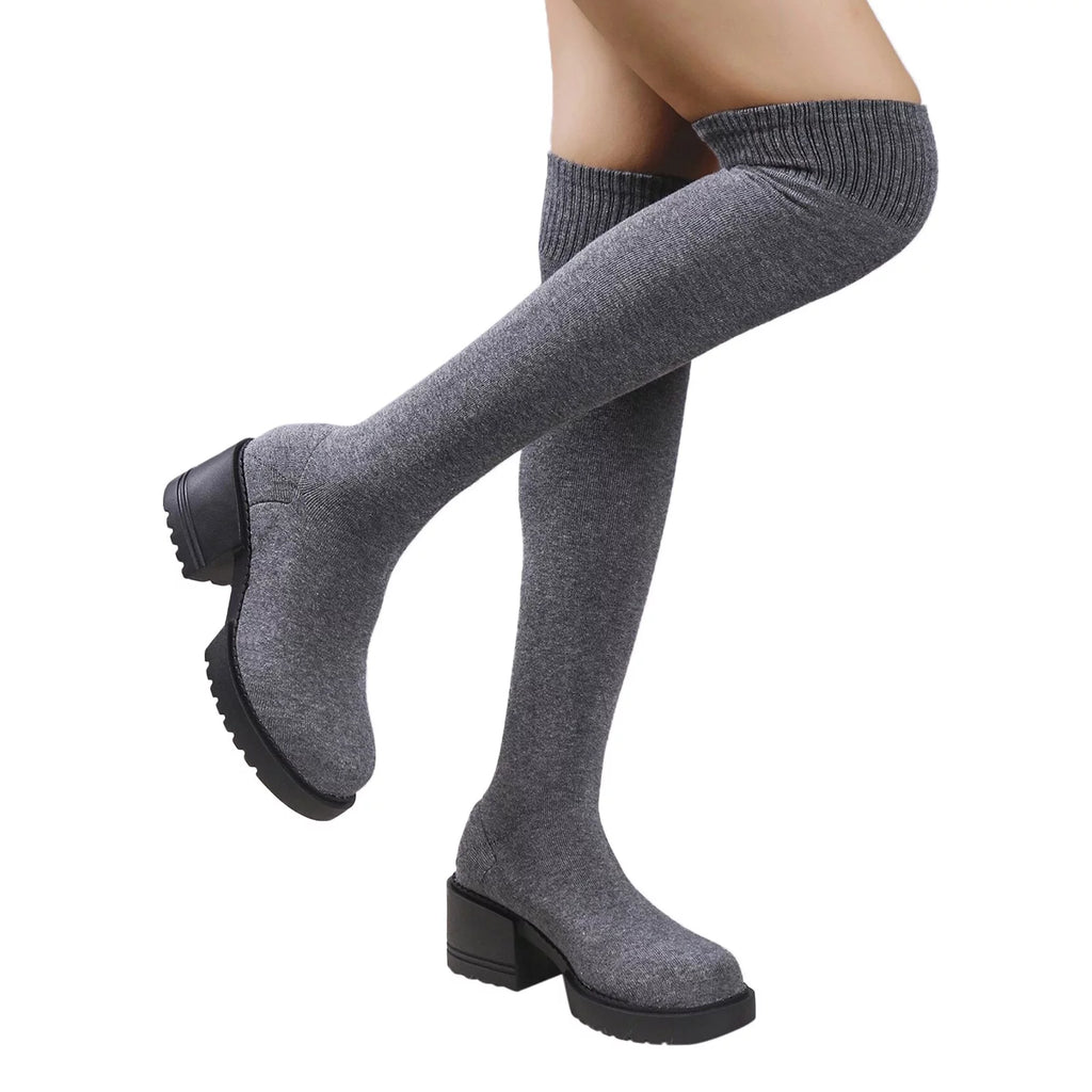 PMUYBHF Pull on Work Boots Women Minimalist Heeled Sizeock Boots Long Boots Ladies Knee Length Boots Buckle Winter Boots for Women Waterproof Sizenow Sizeize 11