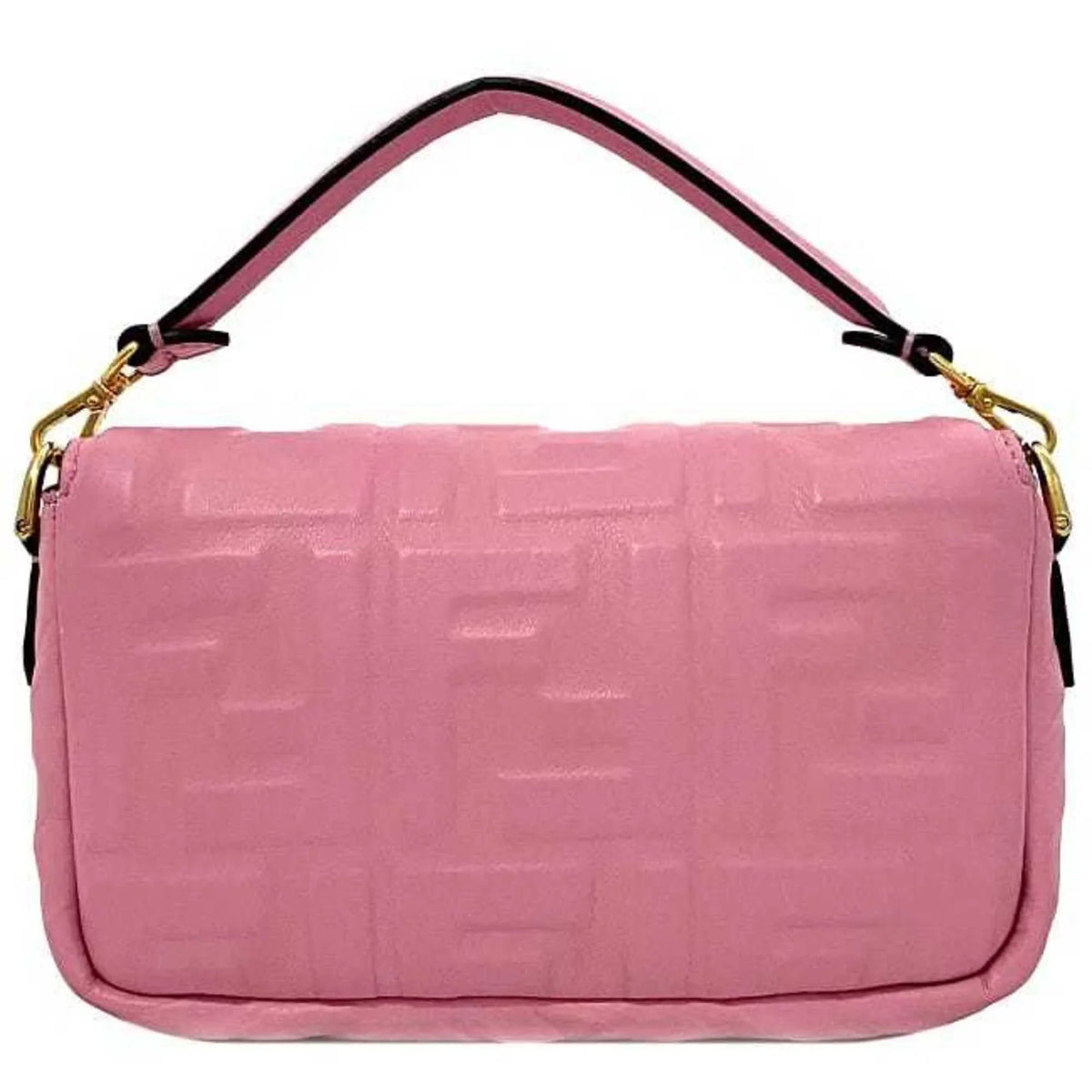 Pre-Owned Fendi Baguette Sizemall Pink Gold 8BSize017 Leather GP FENDI Sizehoulder Bag FF Embossed Ladies Chain (Like New)