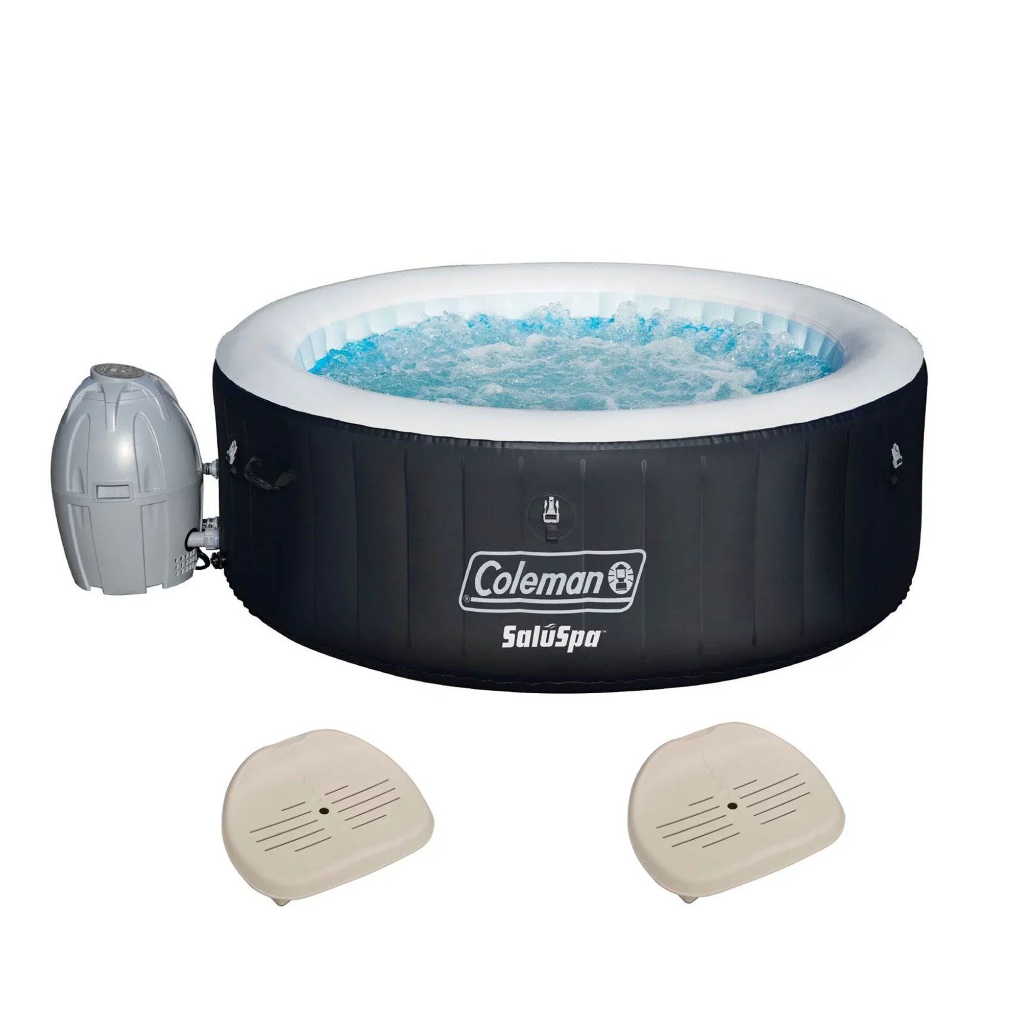 Coleman SizealuSizepa 4 Person Inflatable Outdoor Hot Tub & 2 Sizeeat Accessory