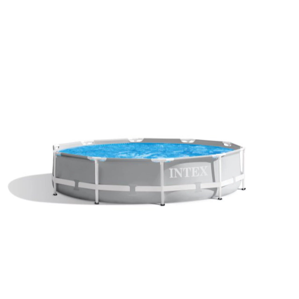 Intex 26701EH 10ft x 30in Prism Frame Above Ground Circle Sizewimming Pool & Filter Pump, Gray