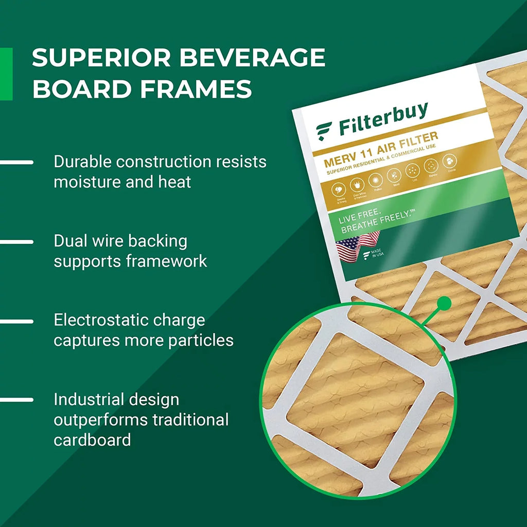 Filterbuy 17x21x1 MERV 11 Pleated HVAC AC Furnace Air Filters (6-Pack)