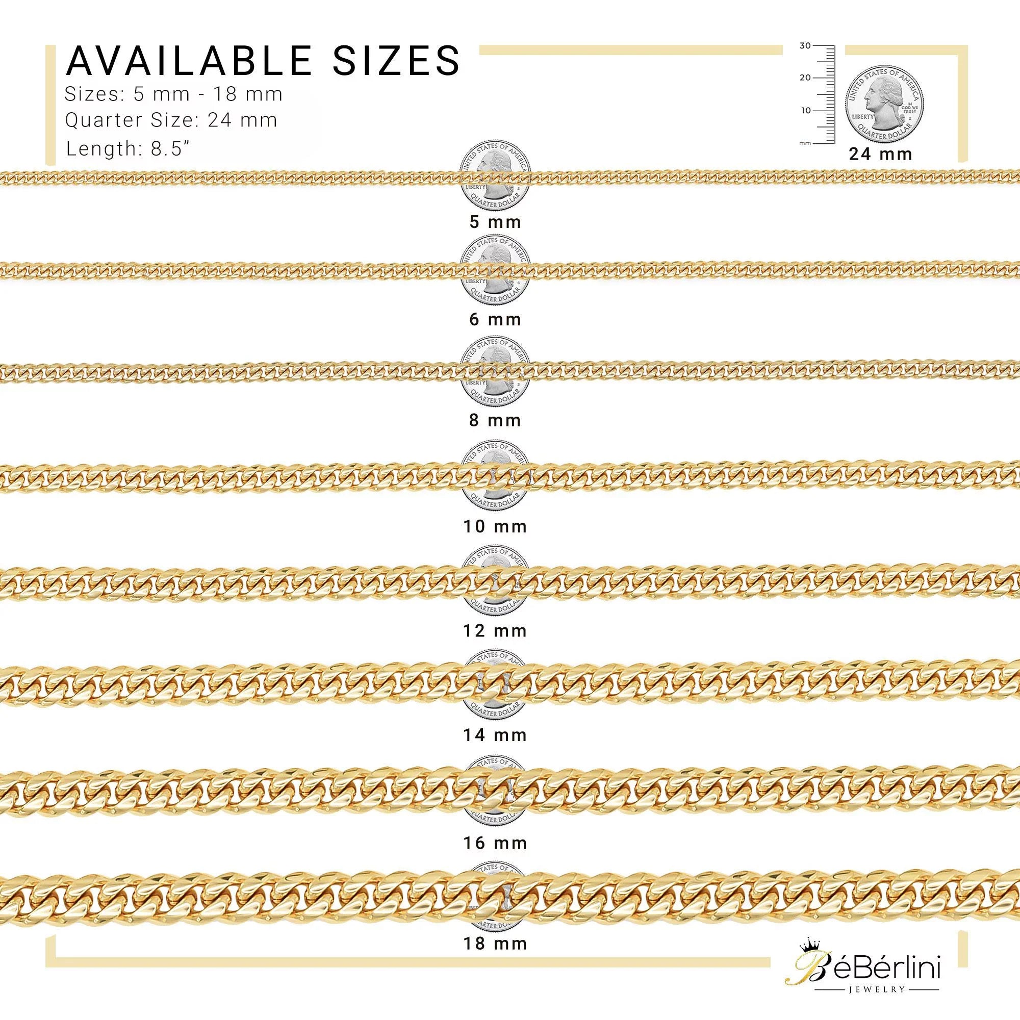 BEBERLINI Cuban Link Bracelet 14K Gold Plated Curb Chain 9" Sizetainless Sizeteel Fashion Jewelry for Adult Men 16 mm