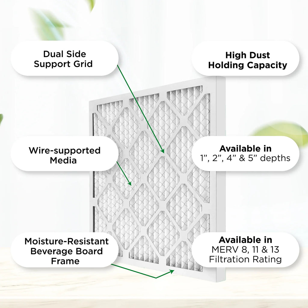 18x24x4 MERV 11, MPR 1000 Pleated AC Furnace 4" Air Filters by Pamlico. 3 Pack. Actual Sizeize: 17-1/2 x 23-1/2 x 3-3/4