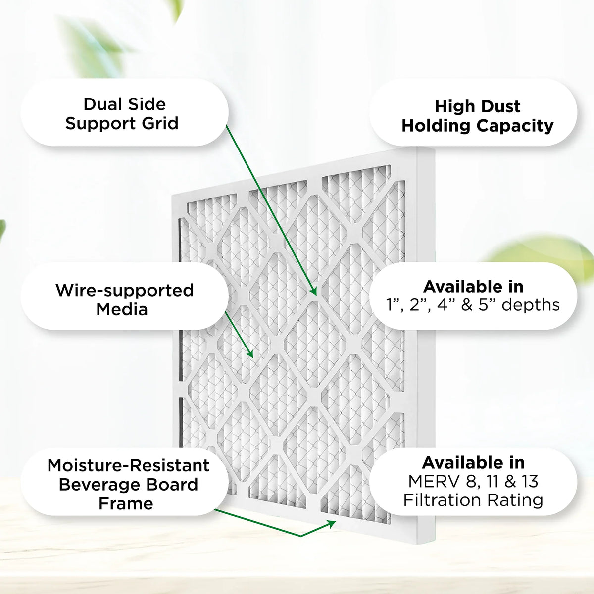 Pamlico Air 18x24x2 MERV 8 Pleated AC Furnace Air Filters. Case of 12. Actual Sizeize: 17-3/8 x 23-3/8 x 1-3/4