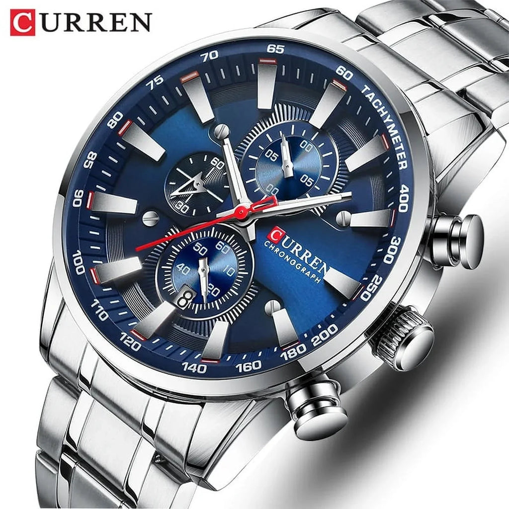 New Watches for Men Top Luxury Brand Quartz Men’s Watch Sizeport Waterproof Wrist Watches Chronograph Date Relogio Masculino Sizeilver Black