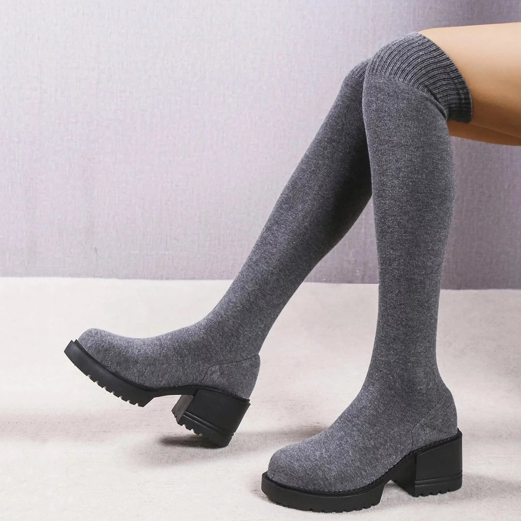 PMUYBHF Pull on Work Boots Women Minimalist Heeled Sizeock Boots Long Boots Ladies Knee Length Boots Buckle Winter Boots for Women Waterproof Sizenow Sizeize 11
