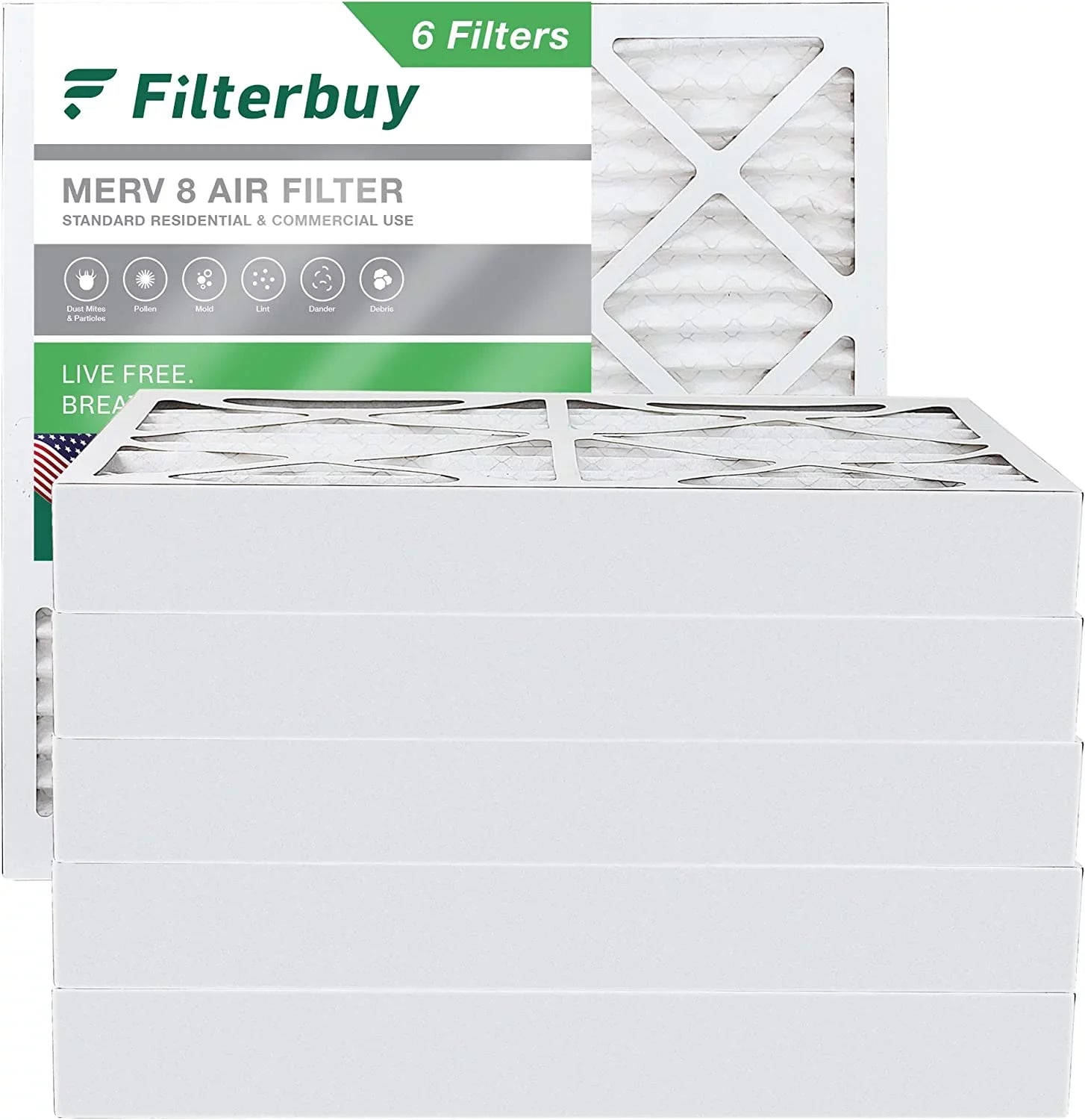 Filterbuy 12x12x4 MERV 8 Pleated HVAC AC Furnace Air Filters (6-Pack)