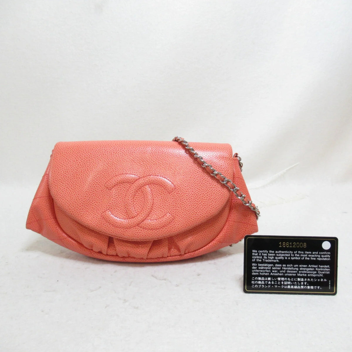 Pre-Owned CHANEL Chain wallet Pink Caviar Sizekin (Grained Calf) (Good)