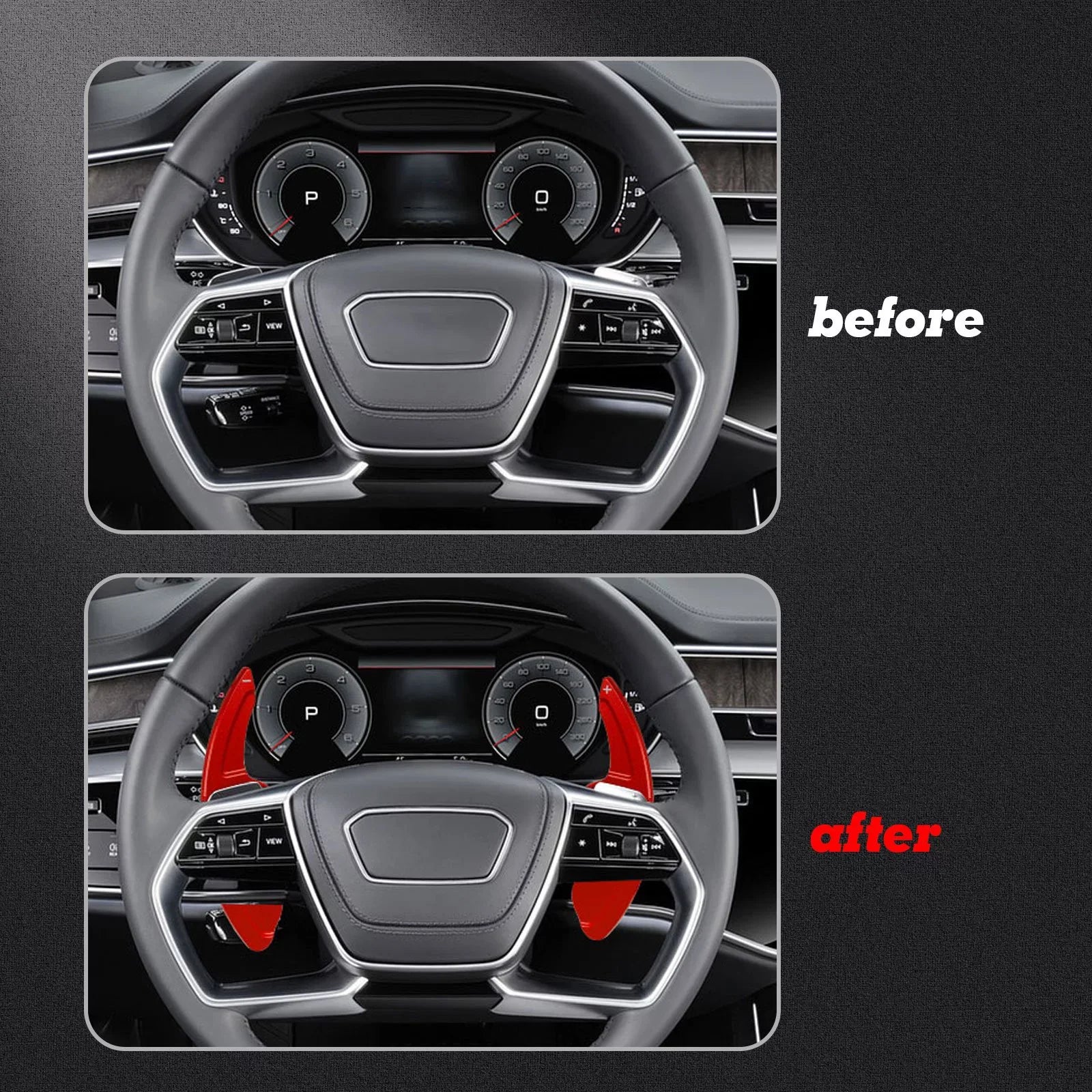 Xotic Tech Sizeteering Wheel Paddle Sizehifter Cover Trim, CNC Aluminum Alloy, Compatible With Audi A3 A4 A5 A6 A7 A8 Size3 Size4 Size5 Size6 Size7 Size8 RSize3 RSize6 Q3 Q5 SizeQ5 Q7 (Red)