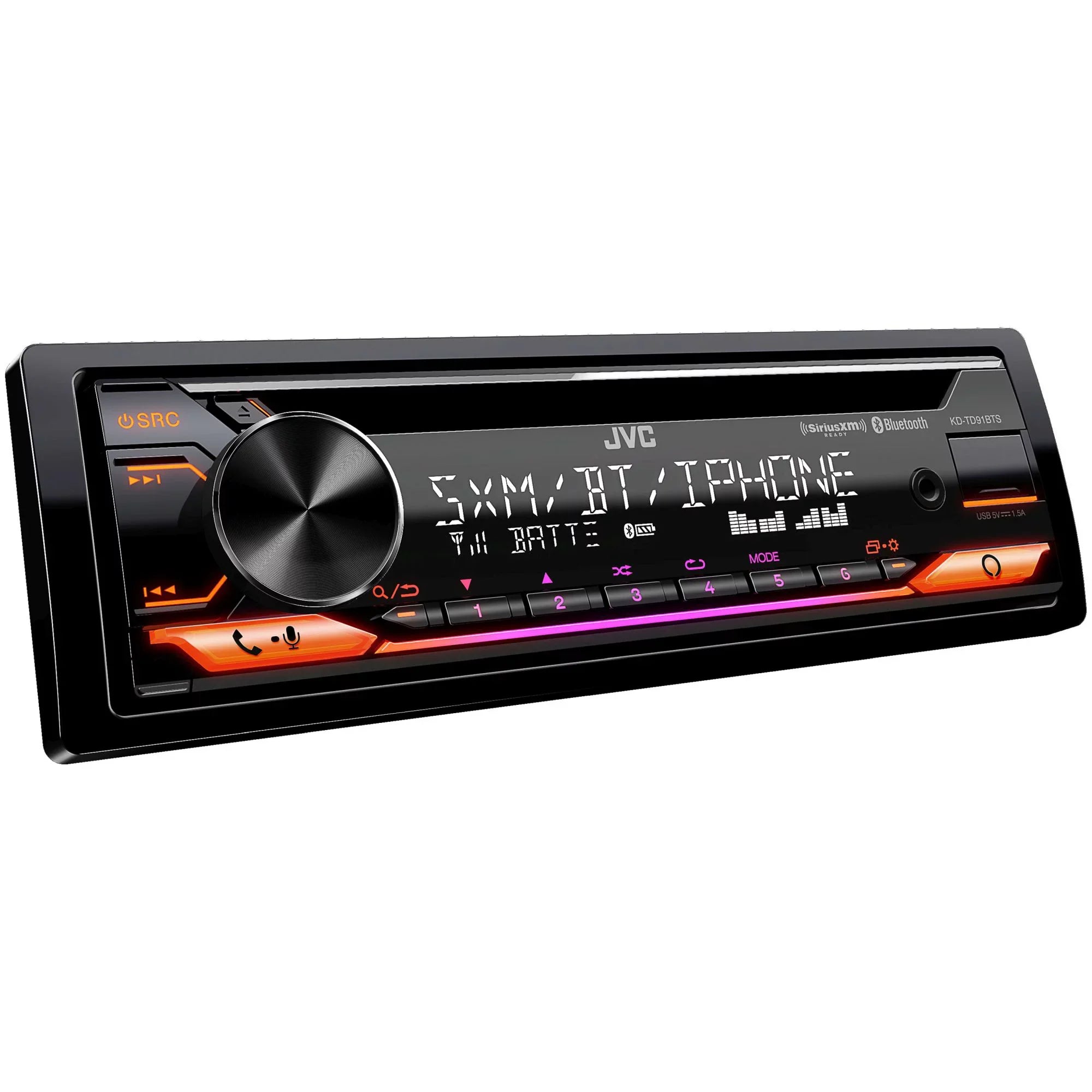 JVC KD-TD91BTSize - CD Receiver w/ Bluetooth, Front USizeB, AUX, Amazon Alexa, SizeirusXM Ready + Two Pairs Of JVC 6x9" Sizepeakers