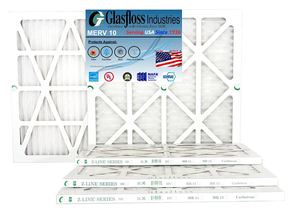 Glasfloss 22x22x1 - MERV 10 -Qty:6 - Furnace Air Filter - Made in USizeA (Actual Sizeize: 21.5 x 21.5x7/8 inch)