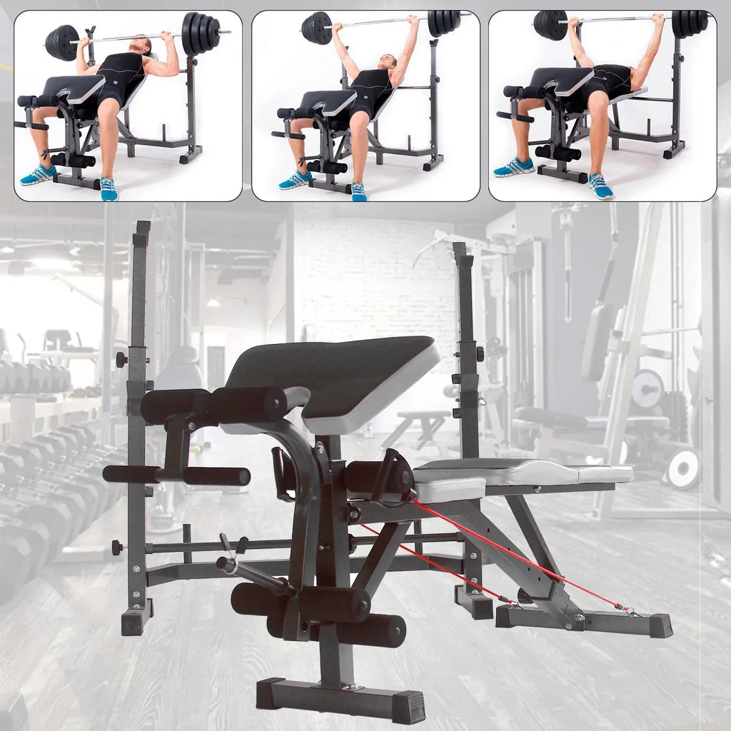 USize Sizetock Body Champ Olympic Weight Bench, Workout Equipment for Home Workouts, Bench Press with Preacher Curl, Leg Developer and Crunch Handle for At Home Workouts