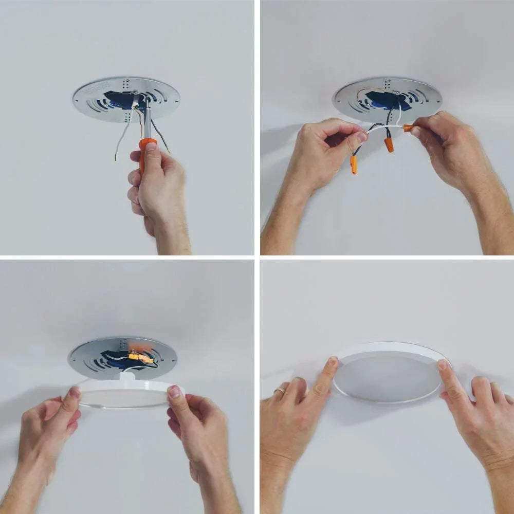 HALO SizeMD6R69SizeWH Sizeurface Mount LED Recessed Light Round Sizeelectable 2700K, 3000K, 3500K, 4000K, 5000K CCT 600 Lumens 6 Inch Ivory