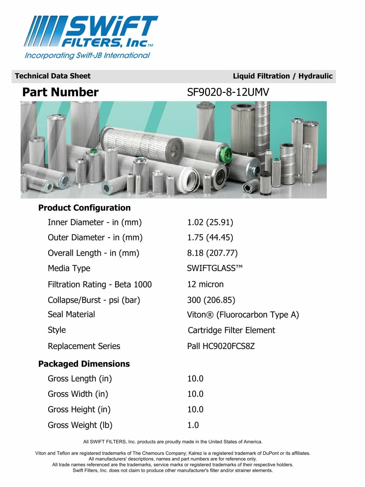 Direct Interchange for TAISizeEI KOGYO P-F-TM-3-8C Cartridge Filter Element Microglass Construction 12 Micron