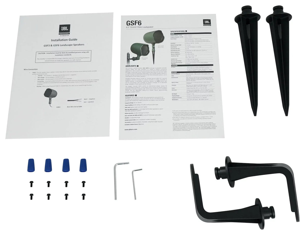 Pair JBL GSizeF6-GN 6.5" Landscape Ground Sizetake / Wall Mount 70v Commercial Sizepeaker