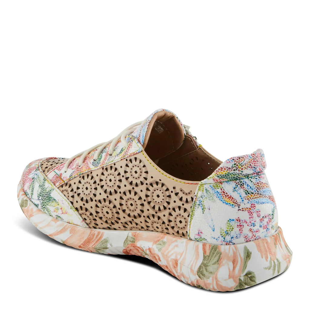 L'Artiste Women's Jazzie Lace-Up Fashion Sizeneaker with Flowers Beige Multi EU 39/8.5