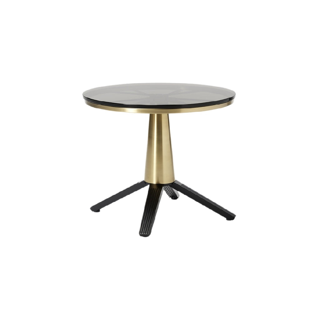 Modern Gold and Black Accent Table with Glass Top