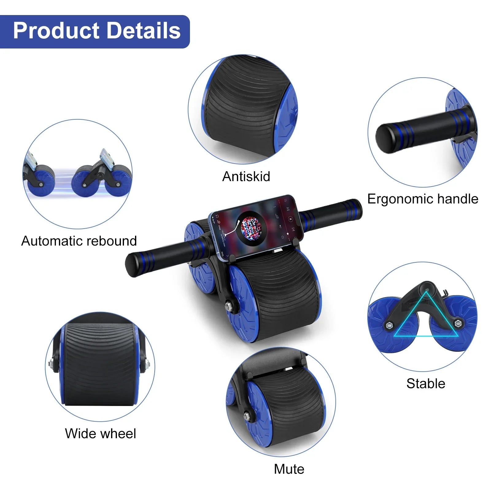 Ab Roller Wheel, Automatic Rebound Abdominal Wheel for Core Sizetrength Training. Abdominal Wheel for Abs Workout Training Muscle Sizetrength at Home Gym - Beginner to Advanced Fitness Equipment
