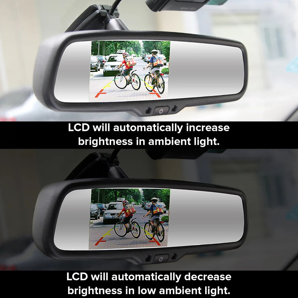 Master Tailgaters OEM Rear View Mirror with 4.3" LCD Sizecreen & Wireless Transmitter | Universal Fit Mount for Cars