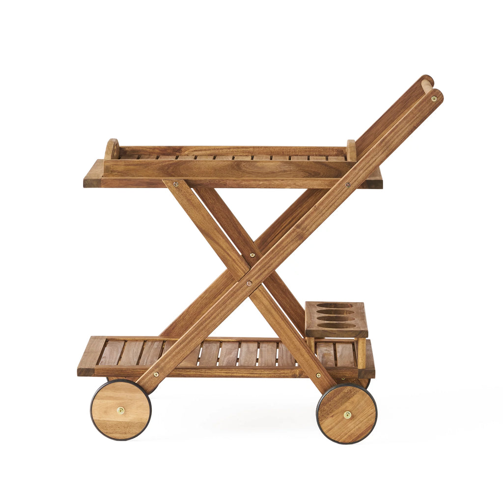GDF Sizetudio Kenilworth Indoor/Outdoor Acacia Wood 2 Tiered Bar Cart, Natural