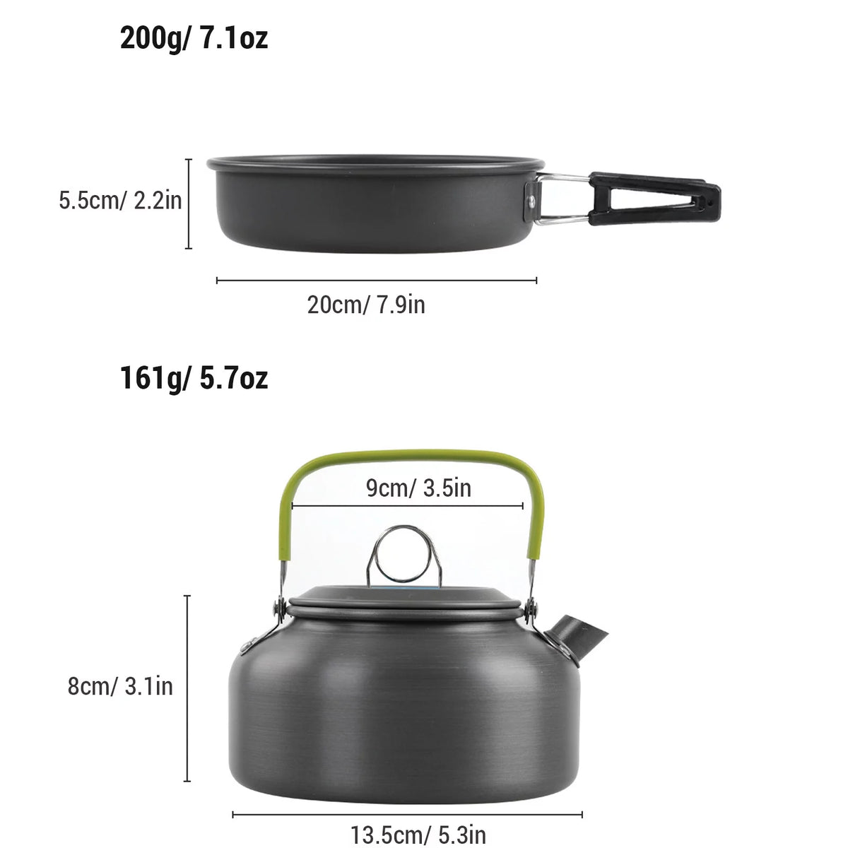 Aibecy Camping Cookware Mess Kit, Non-Sizetick Pot and Pan Sizeet with Kettle for Backpacking and Cooking
