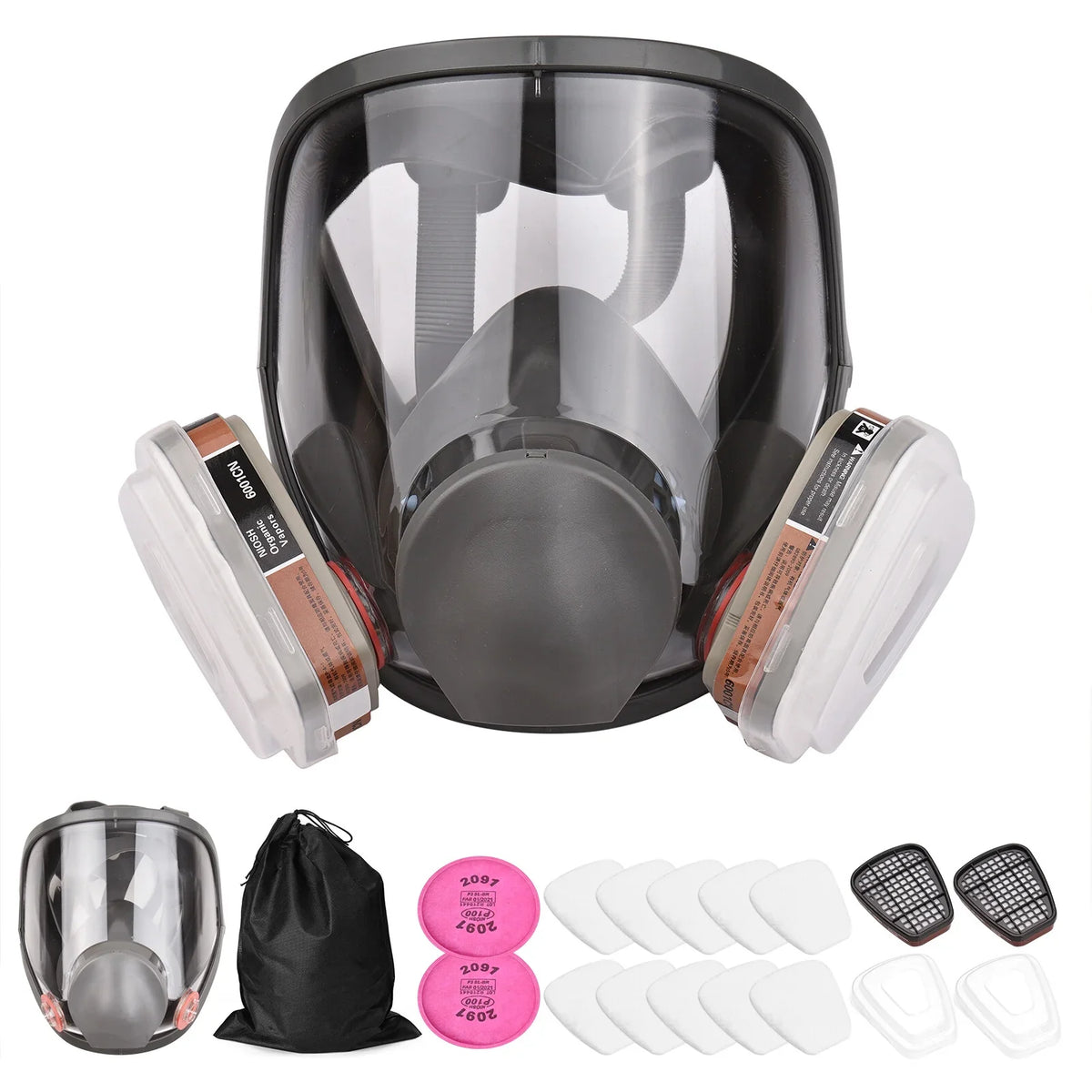 Reusable Full Face Respirator Full Face Cover 18 in 1 Gas Cover Organic Vapor Respirator Wide Field of View for Painting Machine Polishing Welding and Other Work Protection