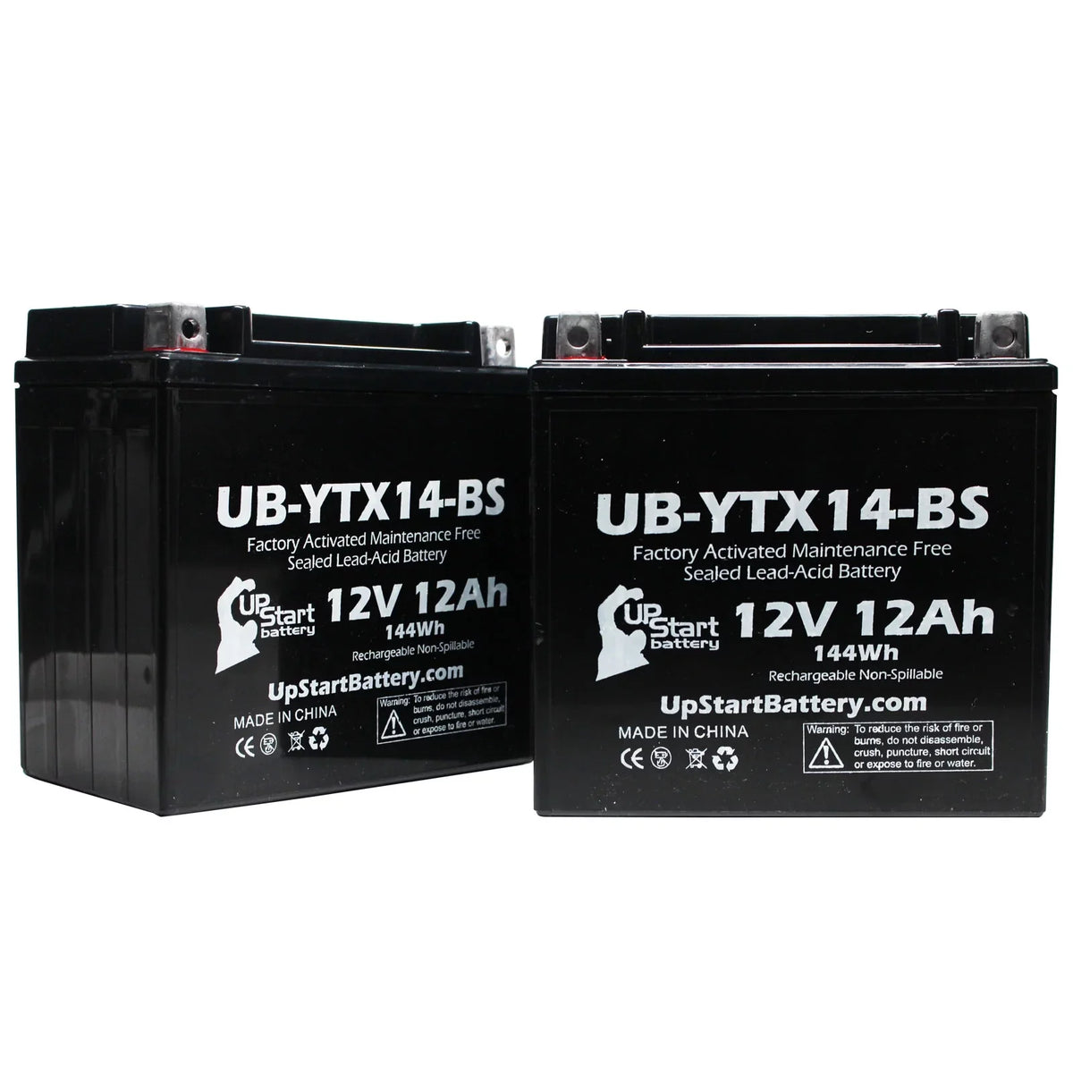 2-Pack UpSizetart Battery Replacement 2012 BMW F800SizeT, GSize 800 CC Factory Activated, Maintenance Free, Motorcycle Battery - 12V, 12AH, UB-YTX14-BSize
