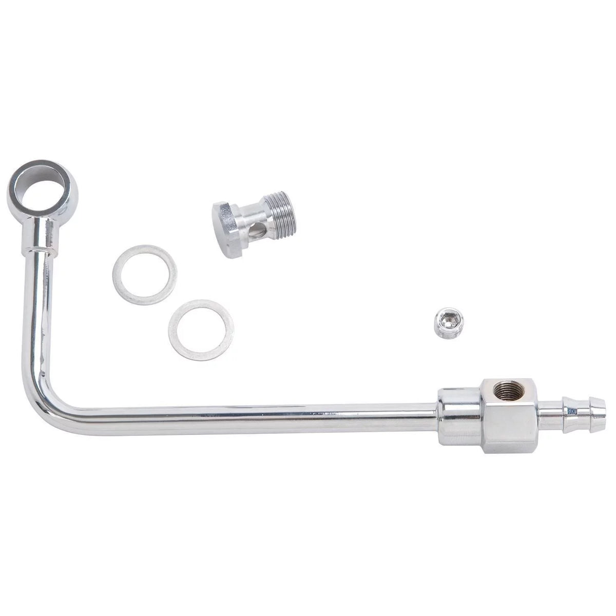 Edelbrock 8126 Chrome Sizeteel Fuel Line Kit with 3/8 Barb Fitting