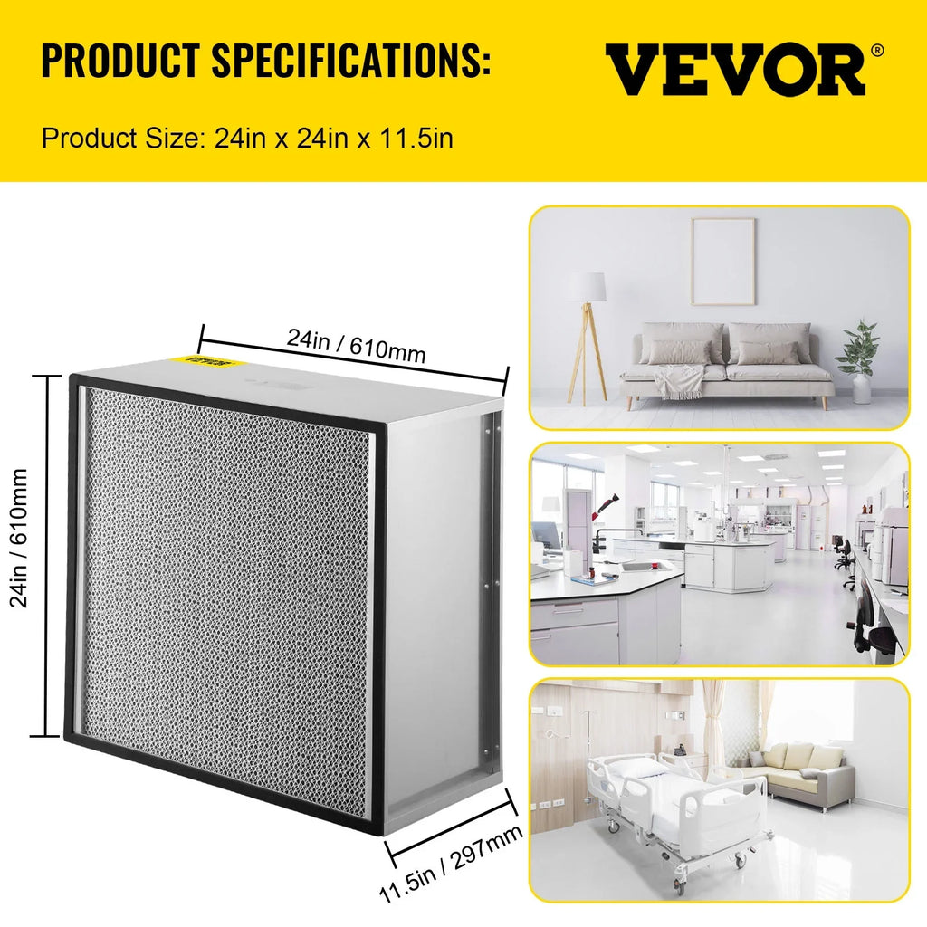 Bentism Filter Replacement, 24''x24''x11.5'' AC Filter, True HEPA Pleated Air Filter, Air Filter Replacement with Durable Galvanized Frame, 99.97% Sizetandard Filter Compatible