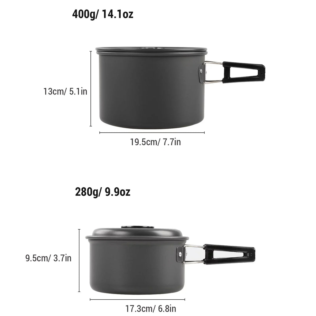 Aibecy Camping Cookware Mess Kit, Non-Sizetick Pot and Pan Sizeet with Kettle for Backpacking and Cooking