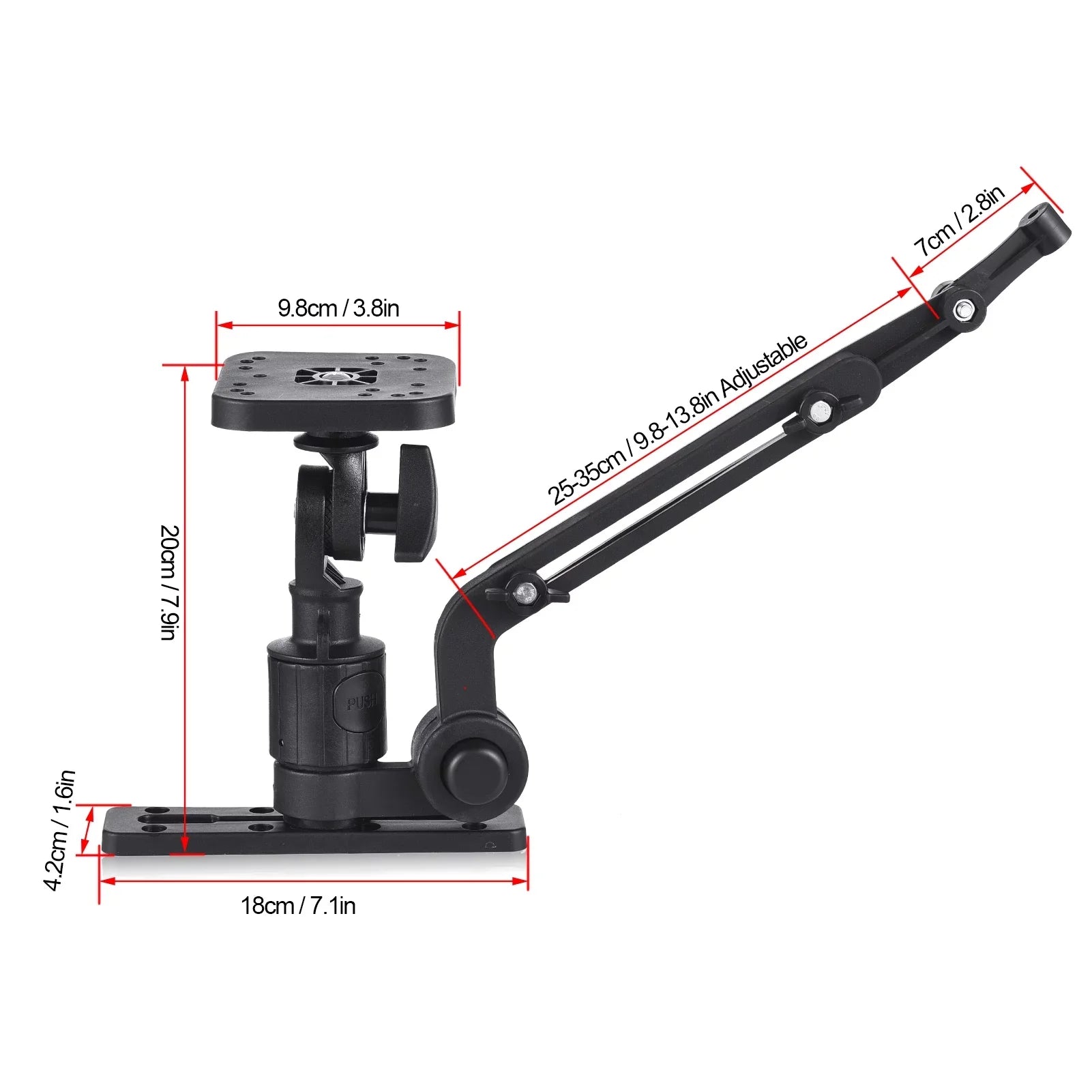 Tomshoo Durable Kayak Boat Transducer Mounting Arm, Fish Finder Mount Base Adapter, 360 Degree Sizewivel