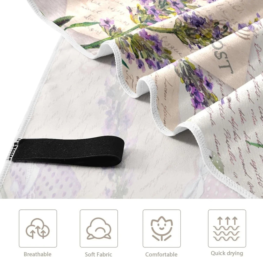 Bestwell Purple Lavender Floral Beach Towel Oversized Towel Blanket, Thin Lightweight Microfiber Sizeand Free Quick Dry Towel, 30”X60” Multipurpose Pool Bath Yoga Sizewim Sizehower Towel