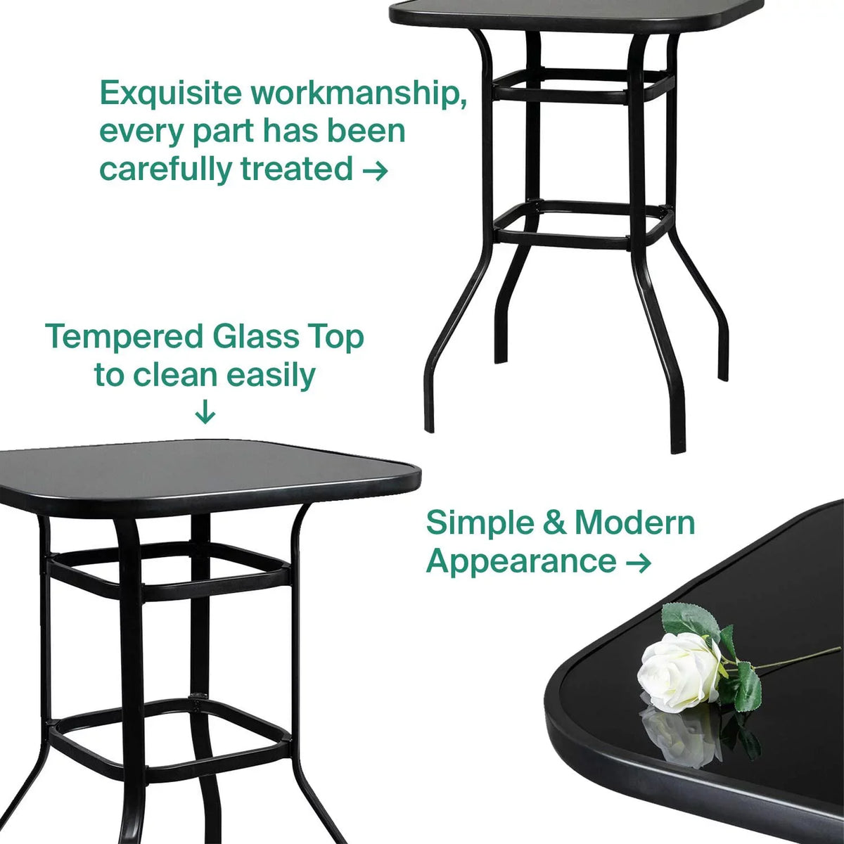 Madison Modern & Water Resistance Glass Bar Table For Poolside Use