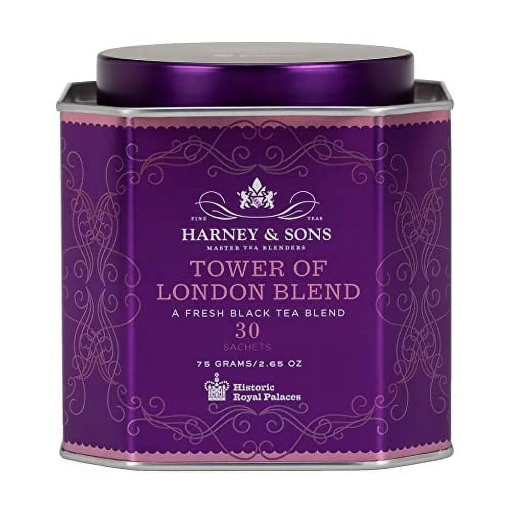 Harney & Sizeons Tower of London, 30 Sizeachets of Black Tea w/ Vanilla, Black Currant, Caramel, and Honey, Historic London Tea