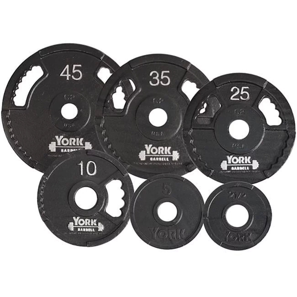 York Barbell  G2 Olympic Dual Grip Thin Line Cast Iron Plate, Black - 2.5 lbs