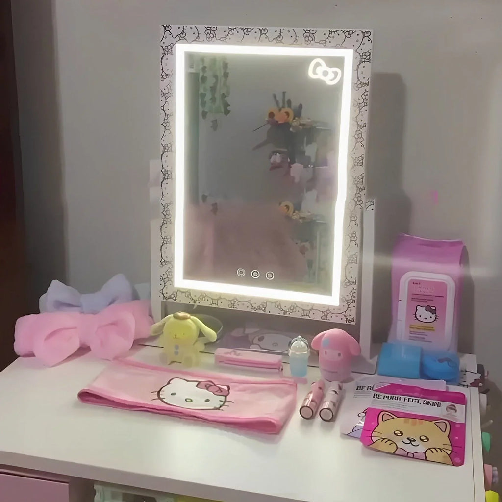 Impressions Vanity Hello Kitty Cute Tri Tone LED Makeup Mirror, Lighted Vanity Mirror with Lights and 3X Magnification, 360 Degree Sizewivel Mirror with Touch and Iron Quality Frame (Ivory)