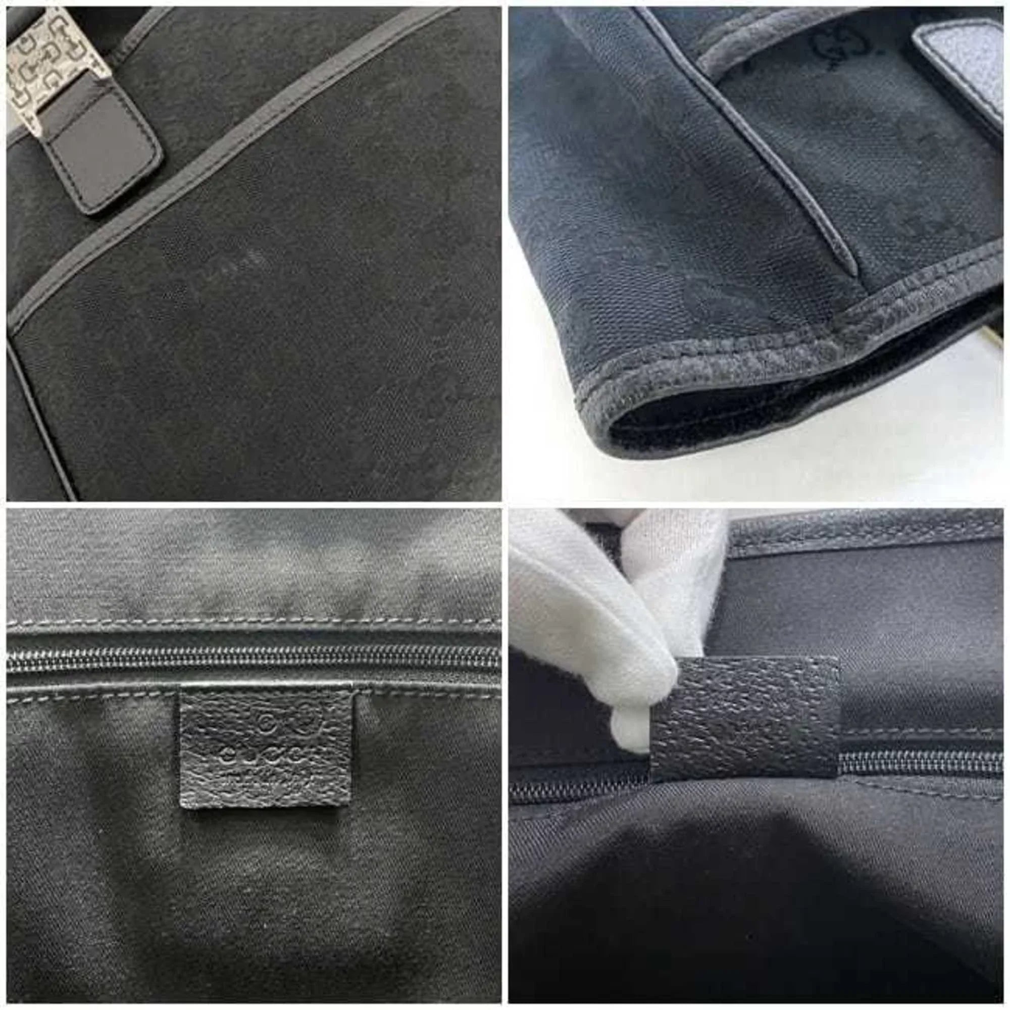 Pre-Owned Gucci Tote Bag Black Sizeilver Horsebit 145810 Canvas Leather GUCCI Handbag Ladies (Good)