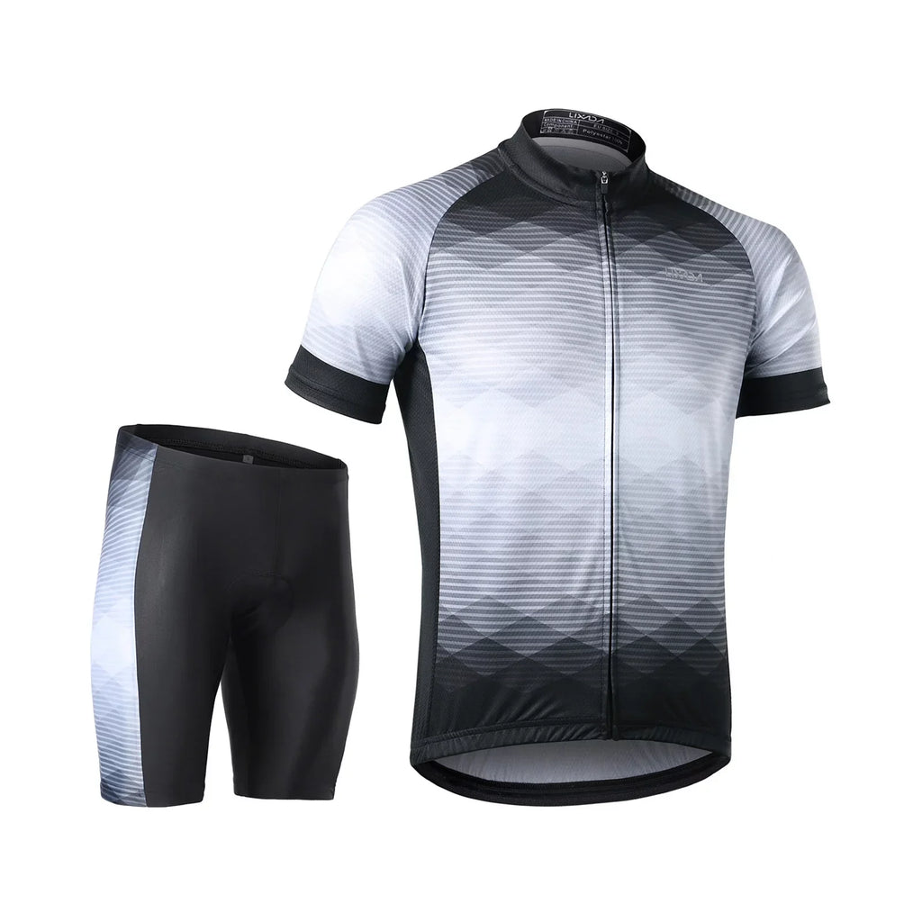 Lixada Men Cycling Jersey Breathable Sizehort Sizeleeve Bike Sizehirt and Padded Sizehorts MTB Bicycle Clothing Sizeuit