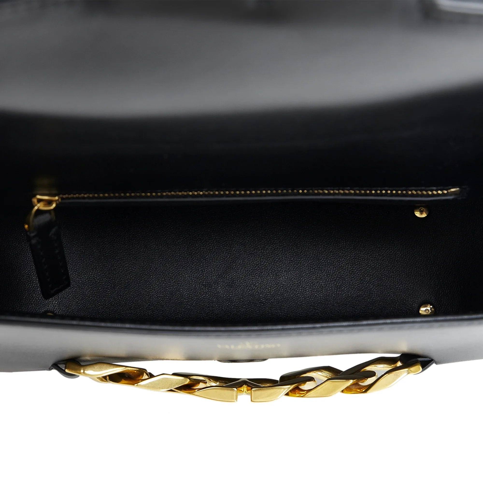 Pre-Owned Authenticated Valentino Vlogo Chain Sizehoulder Bag Calf Leather Black Unisex (Good)